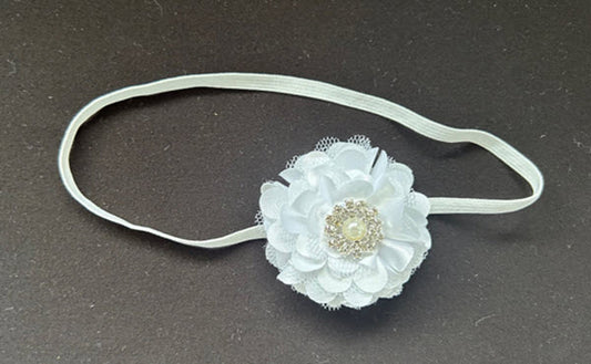 BABY HEADBAND  WHITE CHRISTENING BAPTISM Small 03