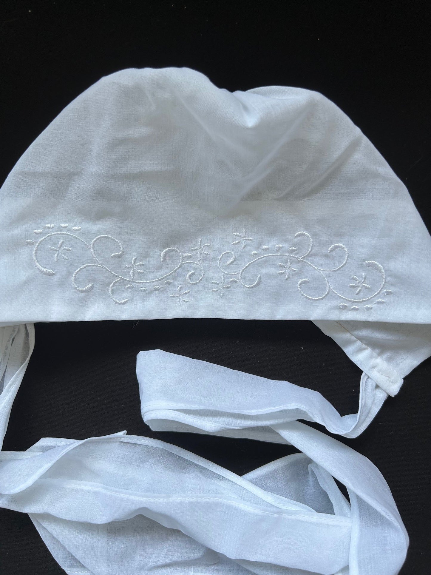 Embrodered Voile Baby Bonnet