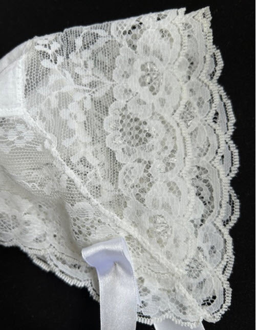 Antique Vintage hanky bonnet with Exquisite Net Lace Trim