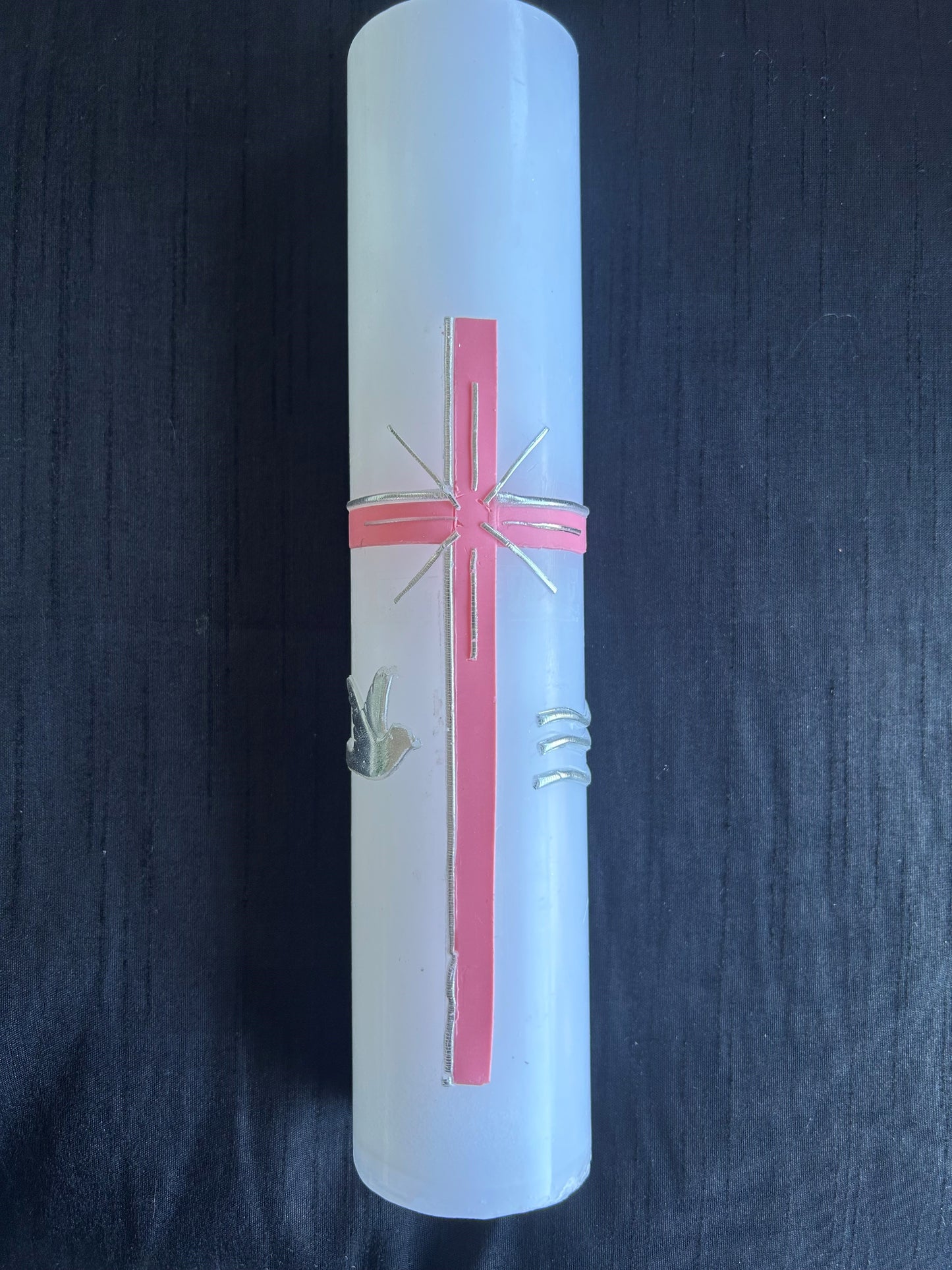 Baptism Candle with Cross Dove and Water