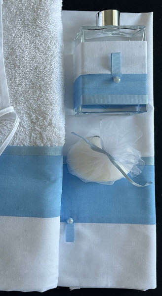Lathopana Set with Light Blue and White Trim