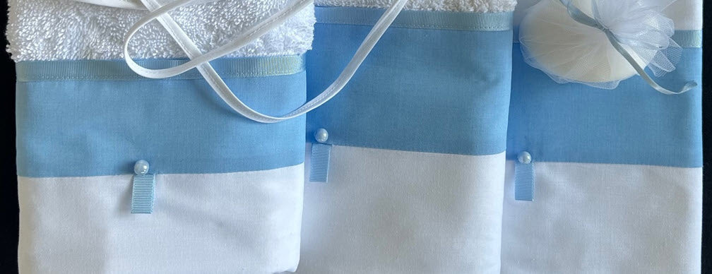 Lathopana Set with Light Blue and White Trim