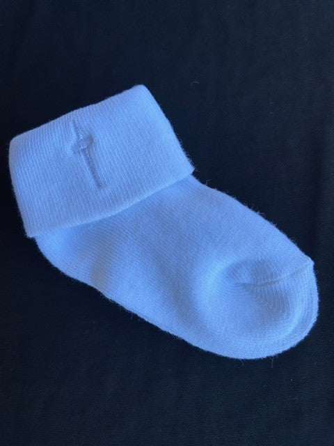 Christening socks with embroidered Cross