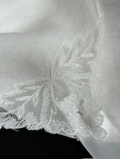 Antique Vintage hanky bonnet with Fine Net Lace Corner