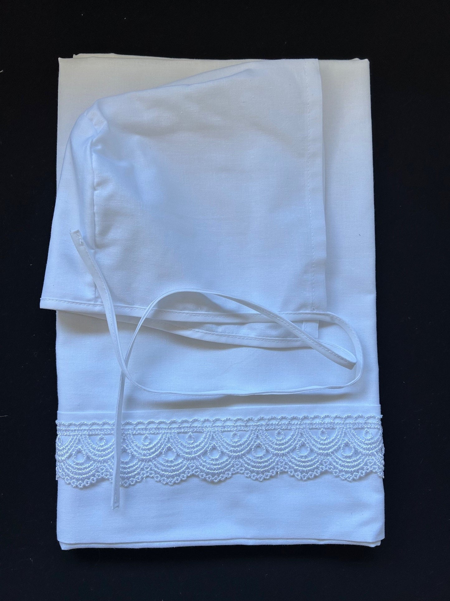 Oil Set with Bonnet and Cot Size Sheet - with or without Lace