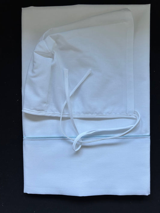Oil Set with Bonnet and Cot Size sheet -  Blue Piping