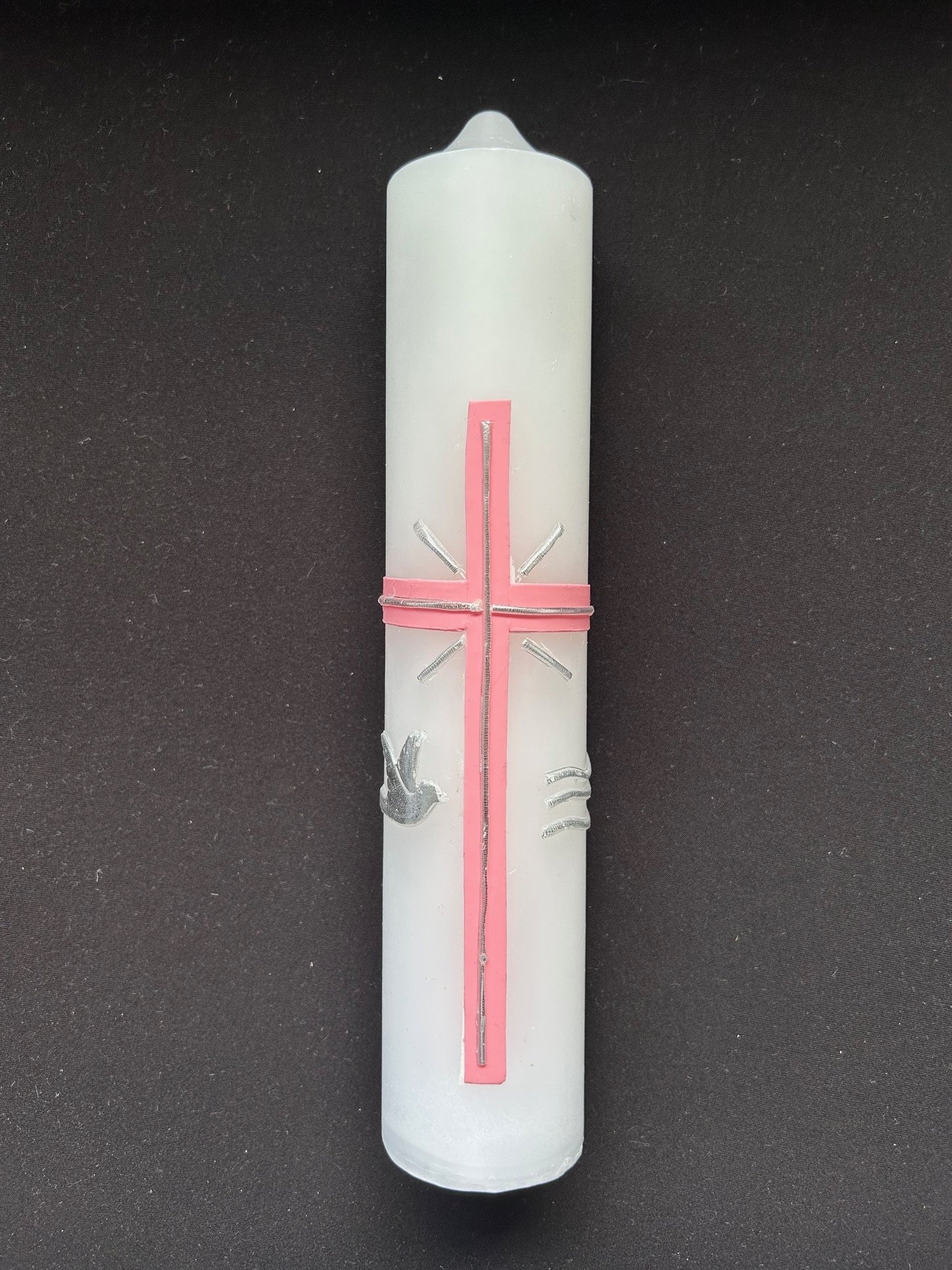 Baptism Candle with Cross Dove and Water