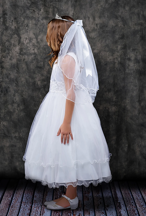 198 lace trim tulle dress