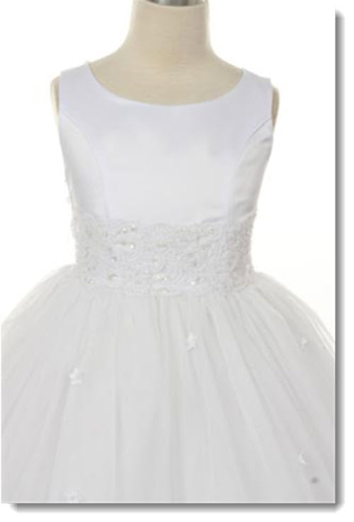 198 lace trim tulle dress 16 / white