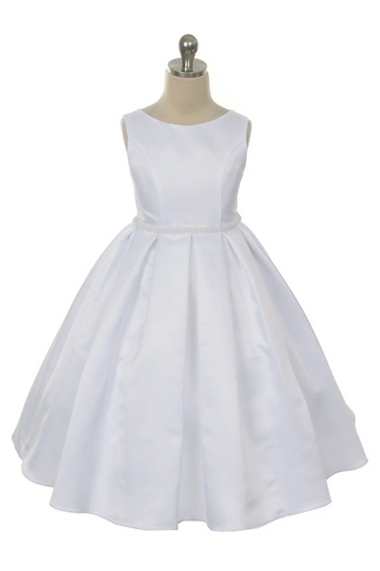 235 satin dress with classic box pleated skirt
