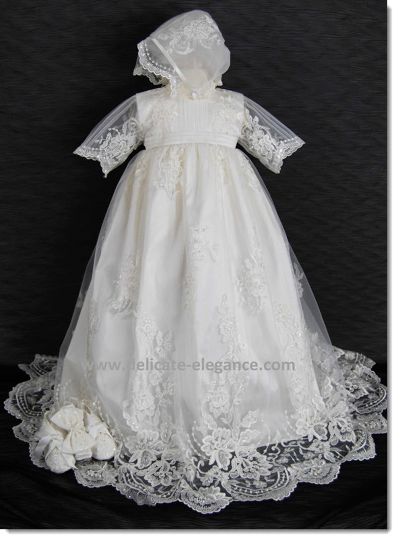 Christening - Baby Girl Silk with Swarovski Dress main image 1
