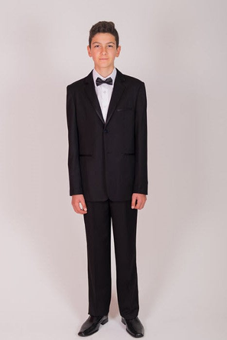 467  Boys Black Suit With Satin Trim