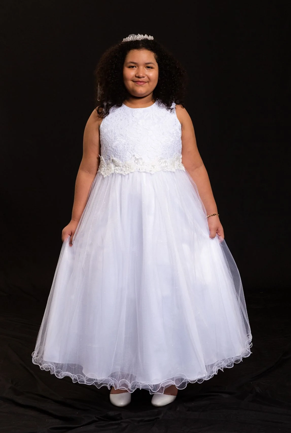 468 lace glitter tulle dress