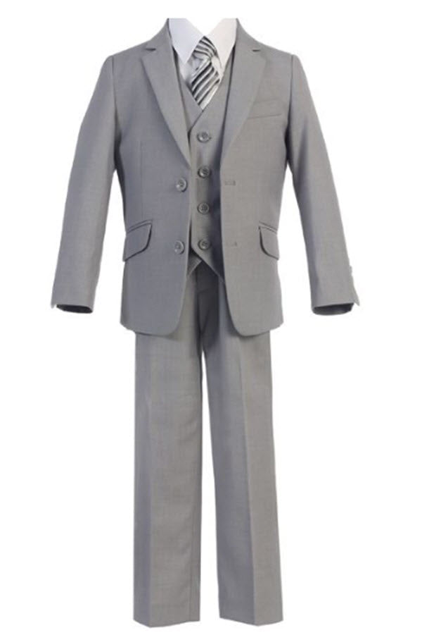 693 - Light Grey Slim Cut 5pce Suit