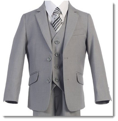 693 - Light Grey Slim Cut 5pce Suit