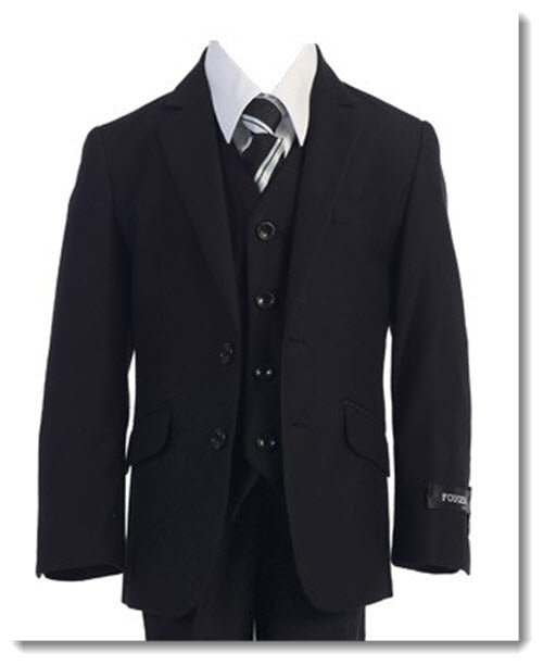 728 - Black Slim  & Husky Cut Boys 5pce Suit