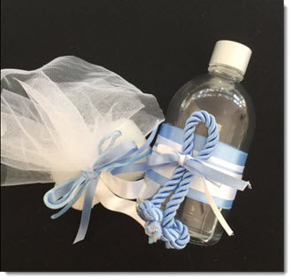 oil bottle and soap set - baby blue and white