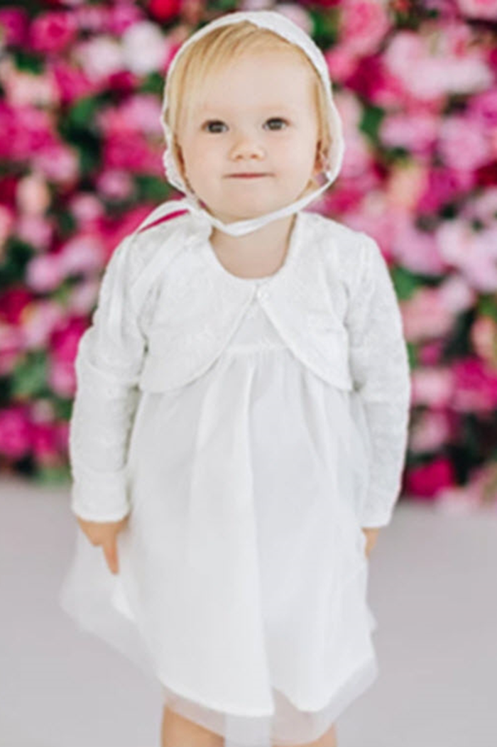 Bespoke Organza Silk Christening Gown With Antique Lace and Bonnet | Pepa  London