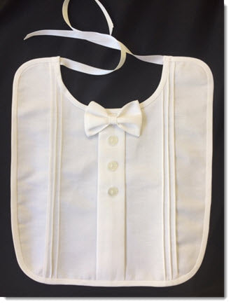 cotton pique christening bib with bowtie