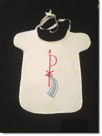 Cotton Bib with Chi Rho Embroidered Cross - Little Angels Couture