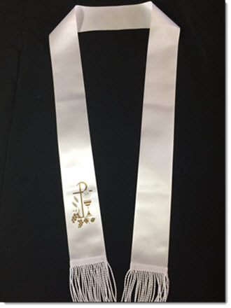 first communion stole with metalic print