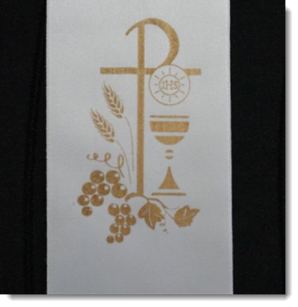 first communion stole with metalic print
