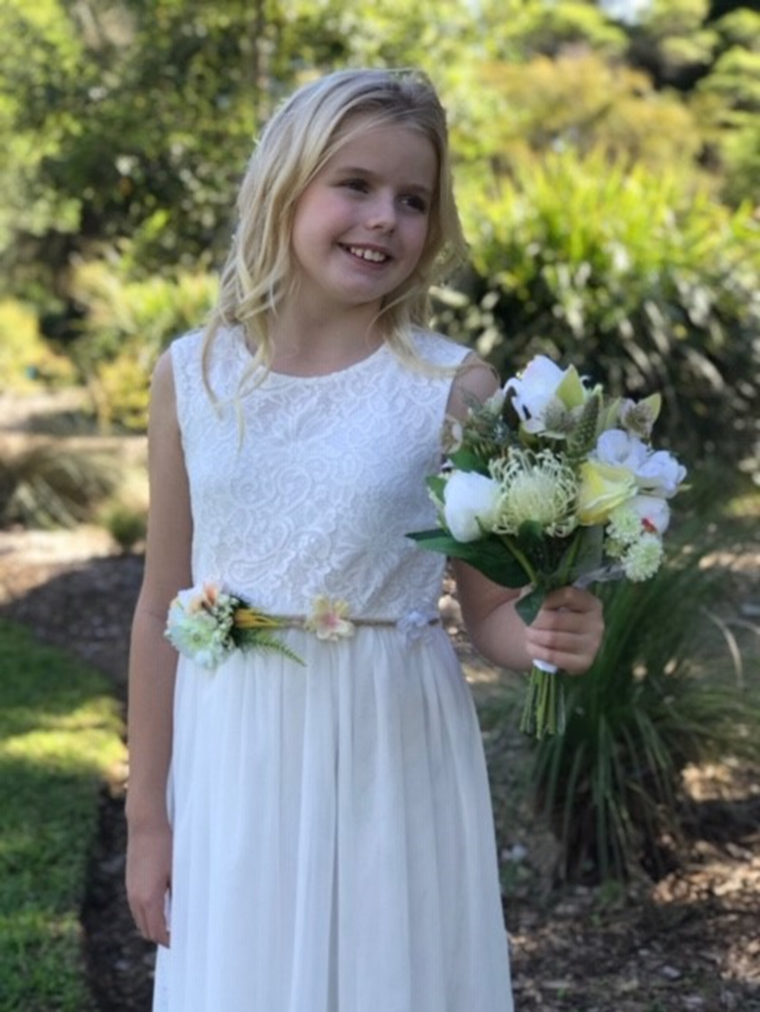 Delilah Lace First Communion or Flower Girl Dress - Ivory