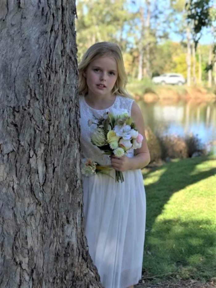 Delilah Lace First Communion or Flower Girl Dress - Ivory