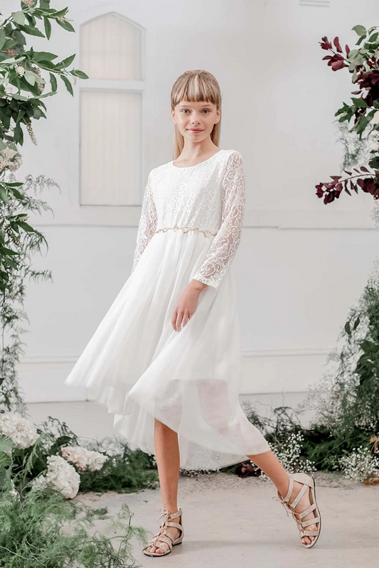 delilah l/s lace dress - ivory