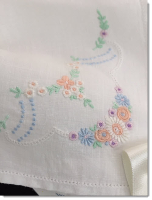 Antique/Vintage Hanky Bonnet - Floral Bouquet