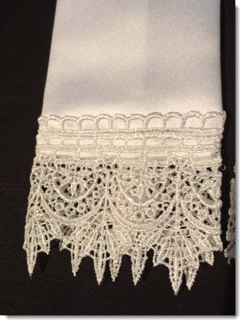 baptism stole with guipure lace trim