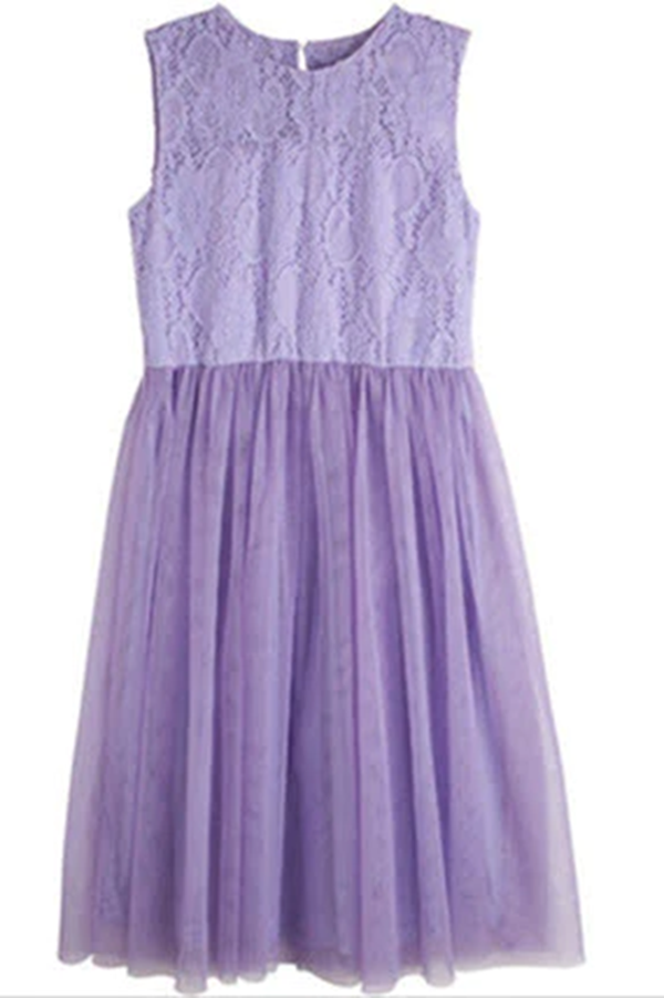 Audrey Lace Bodice Dress - Lilac