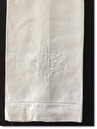 Baptism Towel with Dove and Cross