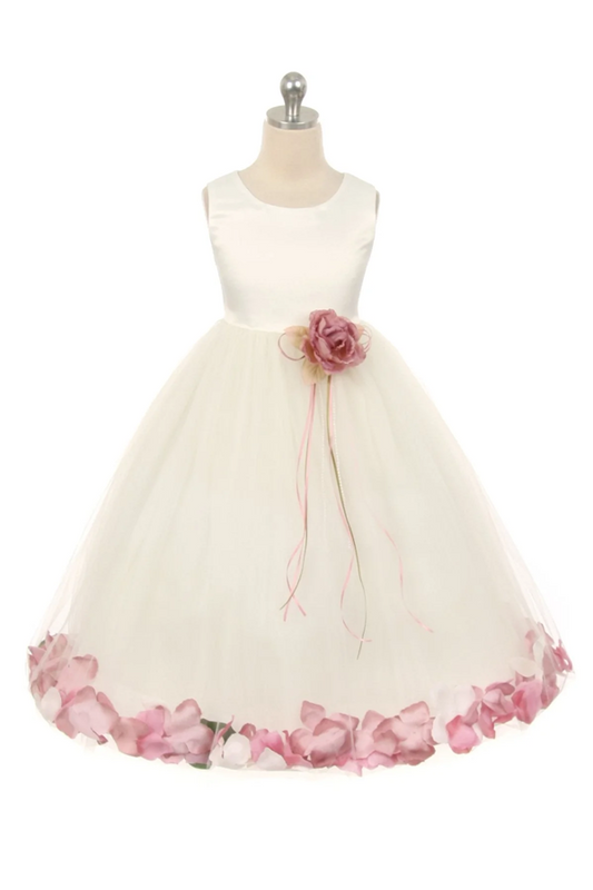 160 b satin flower petal ivory dress (1 of 2 selections)