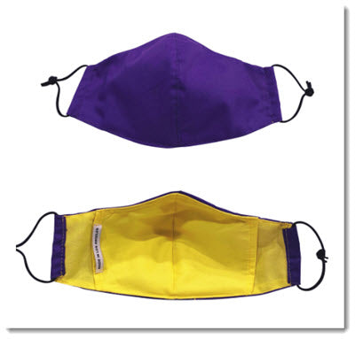 purple/yellow face mask w/ filter pocket