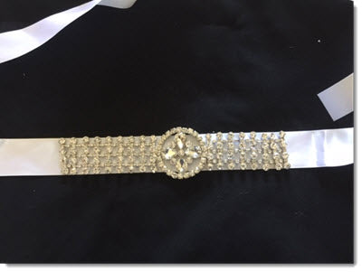 Ribbon Belt with Large Diamante Embellishment