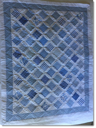 patchwork cot quilt/play mat -  light blue diagonal
