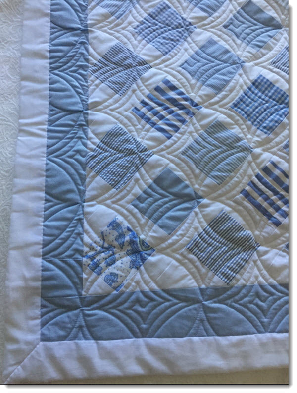 patchwork cot quilt/play mat -  light blue diagonal