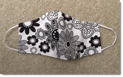 kids black and white daisies reversible face mask