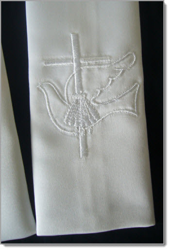 baptism stole with dove and cross
