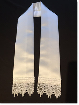 baptism stole with guipure lace trim