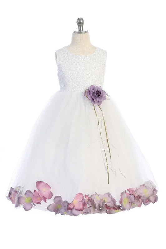 160 C Sequin Top Petal Flower Girl Dress