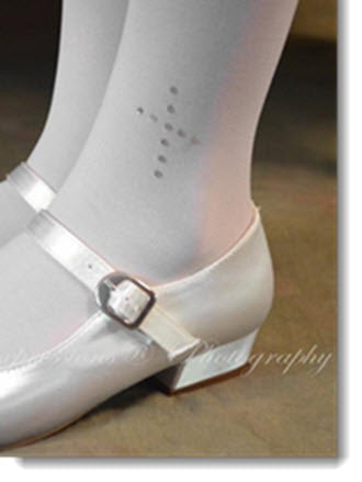 first communion tights with rhinestone cross